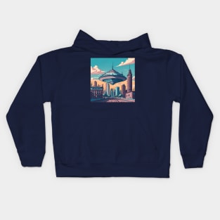 UFO in a city Kids Hoodie